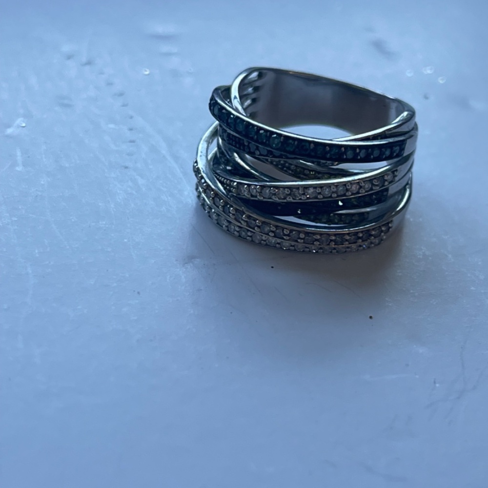 Crossover Multicolored Diamond Ring - image 7